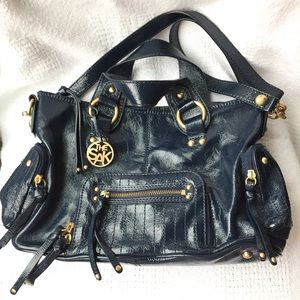 The Sak Dakota Satchel Leather Handbag Shoulder Bag Dark Blue